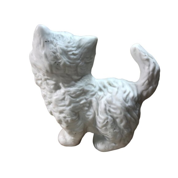 HOMCO White Doll Face Persian Kitten Figurine Statue Porcelain Bisque Vintage Bl - Picture 3 of 7